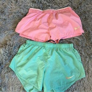 Nike Dri Fit Shorts 2 Pairs Pink And Green Size XS